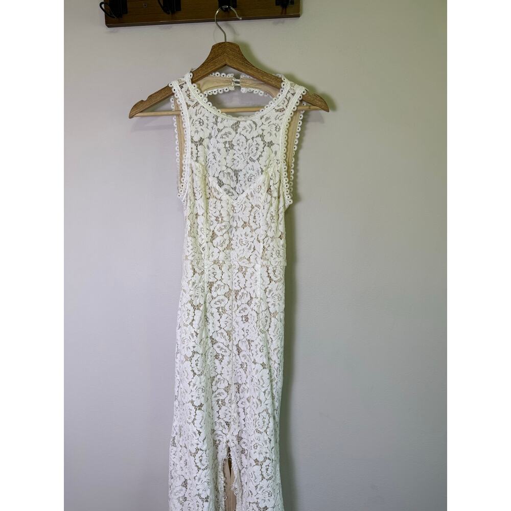 Love Everlasting White Floral Lace Mermaid Maxi Dress | Size Small - Picture 3 of 9
